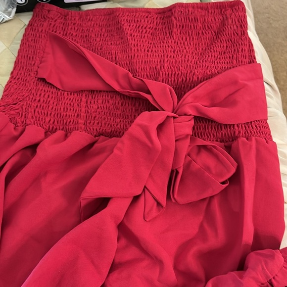 Women's Shirred Elastic Waist Tie Front Ruffle Hem Wide Leg Pants - Picture 7 of 10